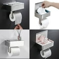 thumbnail image 3 of Portarrollos de papel higiénico de metal con dispensador de toallitas desechables, soporte para papel higiénico de baño con estante, soporte para papel higiénico de pared, 3 of 8