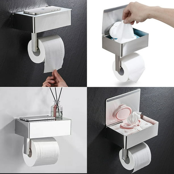 Porte-papier toilette sur pied avec compartiment de rangement en