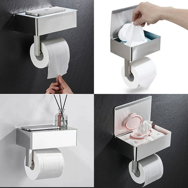 Bathroom Toilet Paper Holder Stand Wall Mounted Toilet Paper Holder Metal Toilet Paper Holder With Flushable Wipes Dispenser Bathroom Toilet Paper