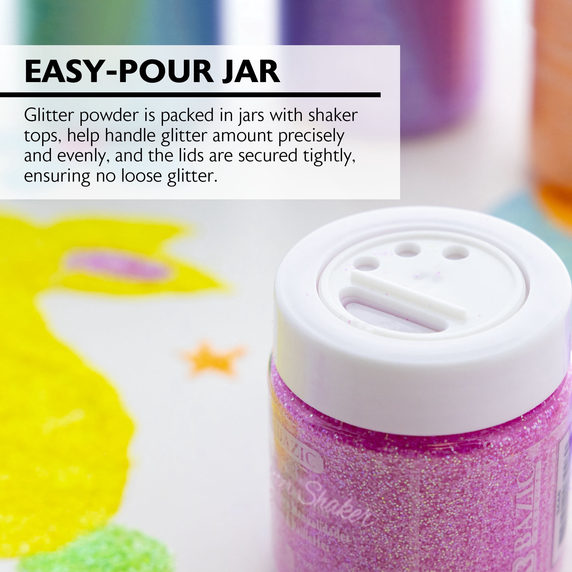 BAZIC Glitter Shaker Neon Metallic, Halloween Sparkling Powder, 12-Packs