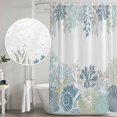 thumbnail image 4 of Shower Curtain Bathroom Set Blue Ocean Conch Starfish Shell Waterproof Fabric Shower Curtains with Grommets&Hooks, Coastal Coral Gradient Privacy Bath Curtain for Bathtub 48x72in, 4 of 9