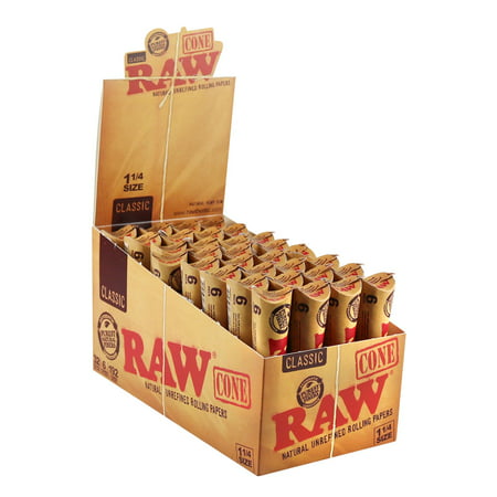 192 RAW Rolling Paper Cones Natural Hemp - full box 32 packs of 6