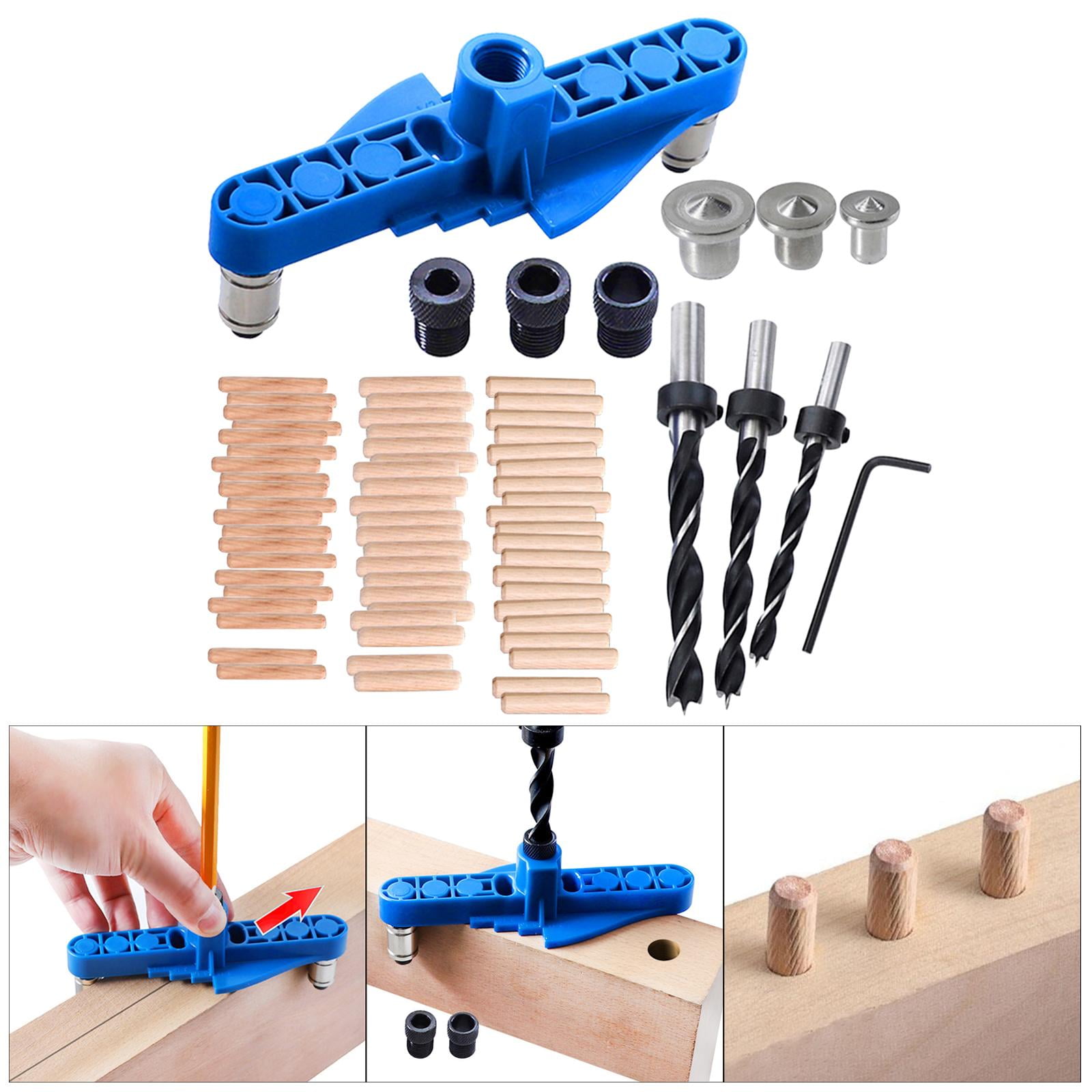 Fzaqwen 2 w 1 Hole Doweling Jig Kit Lokalizator dziurkacza Locator Drill