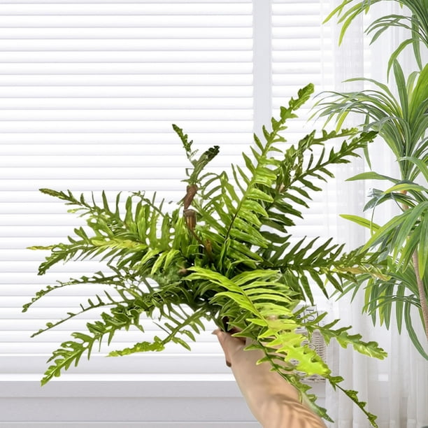 Ramo de hojas de helecho artificial de imitación de hierba persa | Plantas artificiales realistas para decoración del hogar | Vegetación duradera y sin mantenimiento para oficina, sala de esta