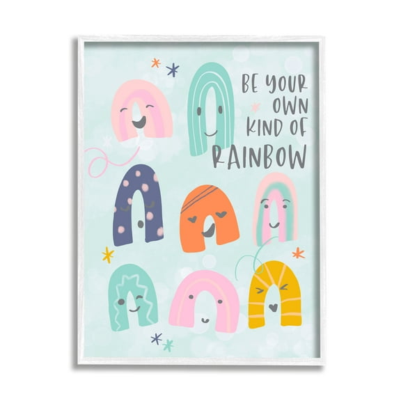 Stupell Indtries Be Your Own Rainbow Phrase Playful Kid's Illtration,11 x 14,Design by Anna Quach