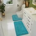 thumbnail image 2 of Juego de alfombras de baño LOCHAS, azul turquesa, suave, baño, 2 unidades, 2 of 7