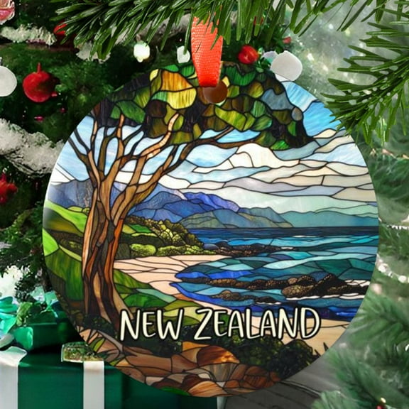 New Zealand Christmas Ornament, Ceramic/Acrylic - New Zealand Travel Souvenir, Holiday Tree Decoration, Vacation Keepsake 2025, Gift for Explorers, 2025 Edition