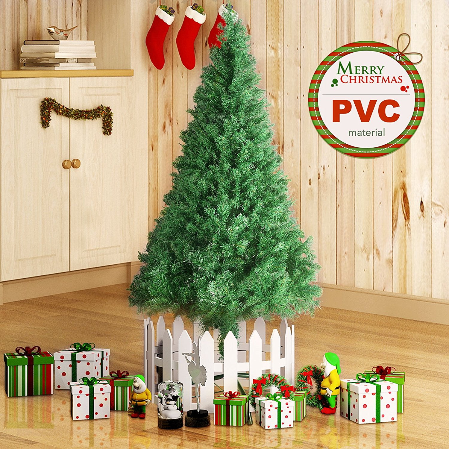6FT/7Ft Artificial PVC Christmas Tree W/Stand Holiday Season Home Outdoor Snow 