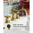 thumbnail image 2 of 3 Hole Vintage Bathroom Faucet Brushed Gold, 2 Handles 8 Inch Widespread Antique Brass Bathroom Sink Faucet for Vanity RV Farmhosue, with Metal Pop Up Drain and Supply Lines, 2 of 16