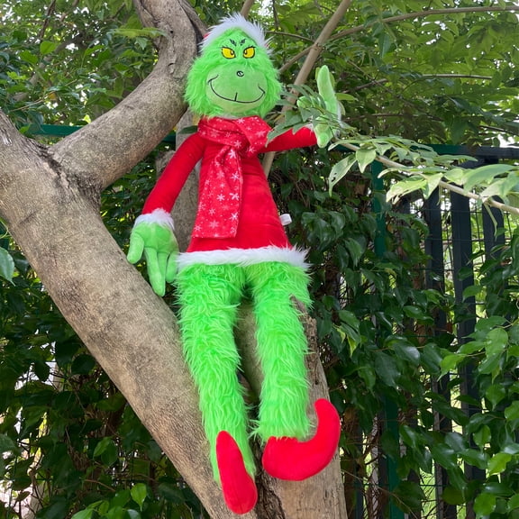 Christmas Green Monster Plush Doll, 31" Soft Green Monster Stuffed Animal, Christmas Plush, for Christmas Interior Decoration Christmas Stuffed Doll