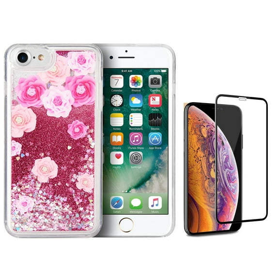 Sparkling Waterfall Beautiful Cellphone Case for iPhone 7 / 8 and Temper Glass