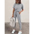thumbnail image 4 of Womens Short Sleeve Two Piece Outfits Loungewear Sweatsuit Sets Outfits Athletic Tracksuits, 4 of 5