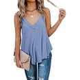 thumbnail image 4 of Women's Flowy V Neck Cami Shirts Summer Casual Tank Tops Loose Sleeveless T Shirts, 4 of 6