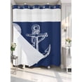 thumbnail image 4 of Nautical Anchor No Hook Shower Curtain Waterproof,Bathroom Curtains with Snap in Liners and See Through Top Window,Navy Blue Coastal Marine Minimalist Rope Hotel Bathtub Curtains Shower 72"Wx72"L, 4 of 8