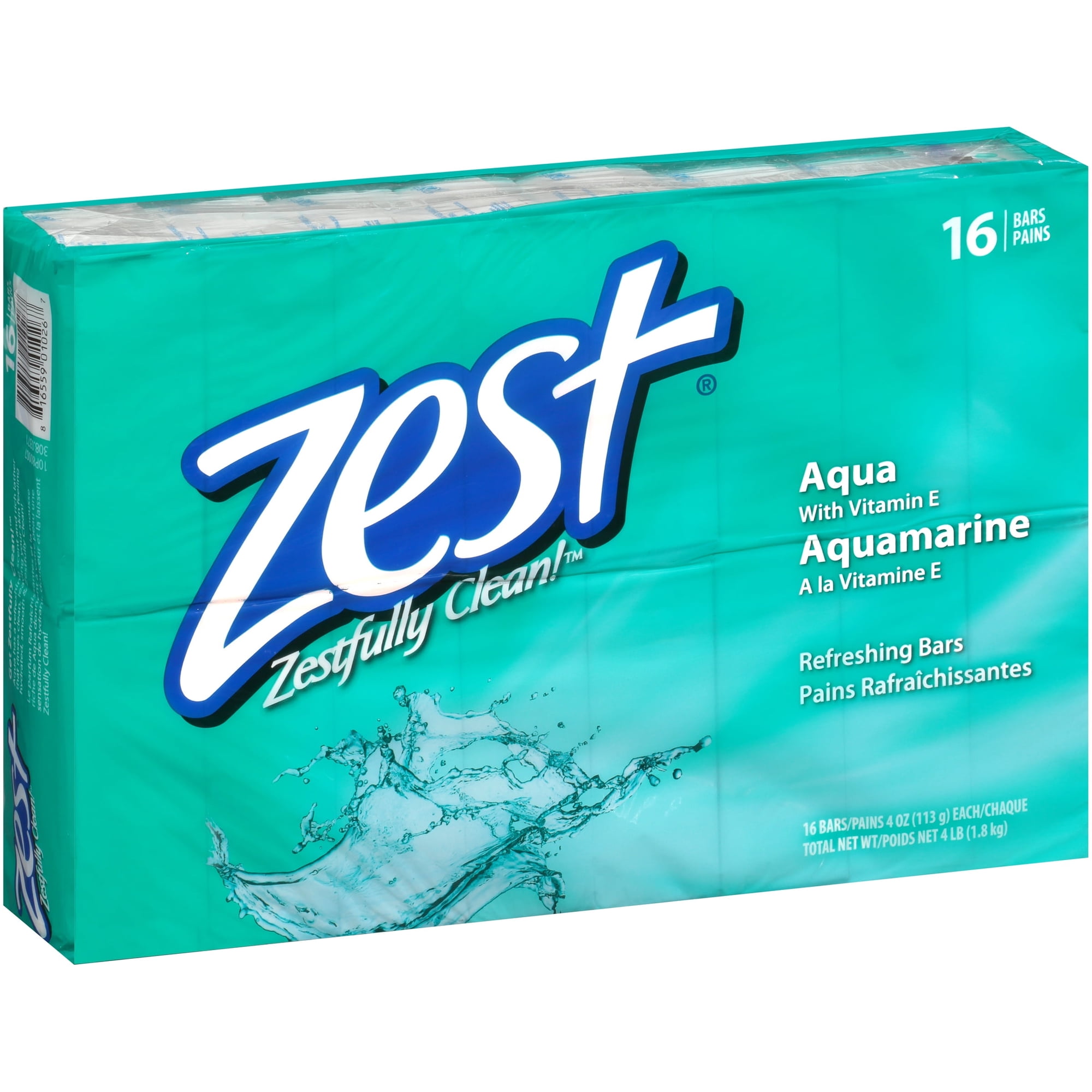 Refreshing Deodorant Bar Soap - Aqua by Zest for Women - 16 x 4 oz Bar Soap