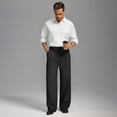 thumbnail image 6 of FEDTOSING Mens Wide Leg Fleece Lined Dress Pants Old Money Baggy Elastic Waist Relaxed Trousers, 6 of 7
