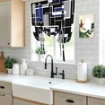 thumbnail image 5 of Navy Blue Black Geometric Tie Up Curtains for Windows, Adjustable Balloon Window Shades, Modern Color Block Abstract Kitchen Window Treatments Farmhouse Short Curtains with Rod Pocket 42"x45", 5 of 8