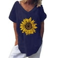 thumbnail image 1 of Pompotops Mode T-shirt à Manches Courtes Imprimé Col Rond Ample pour Femmes, 1 of 6