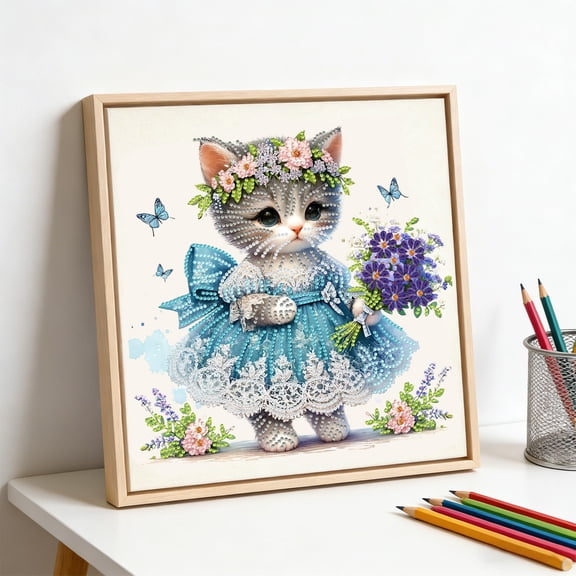 Special Shape Diamond Art for Beginners, Diamond Painting Kits for Adults Cat, Crystal Rhinestones Diamond Painting for Home Wall Decoration Gift