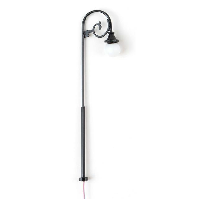 Ounissouiy Lámparas de calle a escala 1:87, modelo de cabeza única, lámpara de estilo tradicional de ferrocarril, luz DIY para decoración de parque de Artesanía Negro/Blanco cálido Ounissouiy HA066590-02