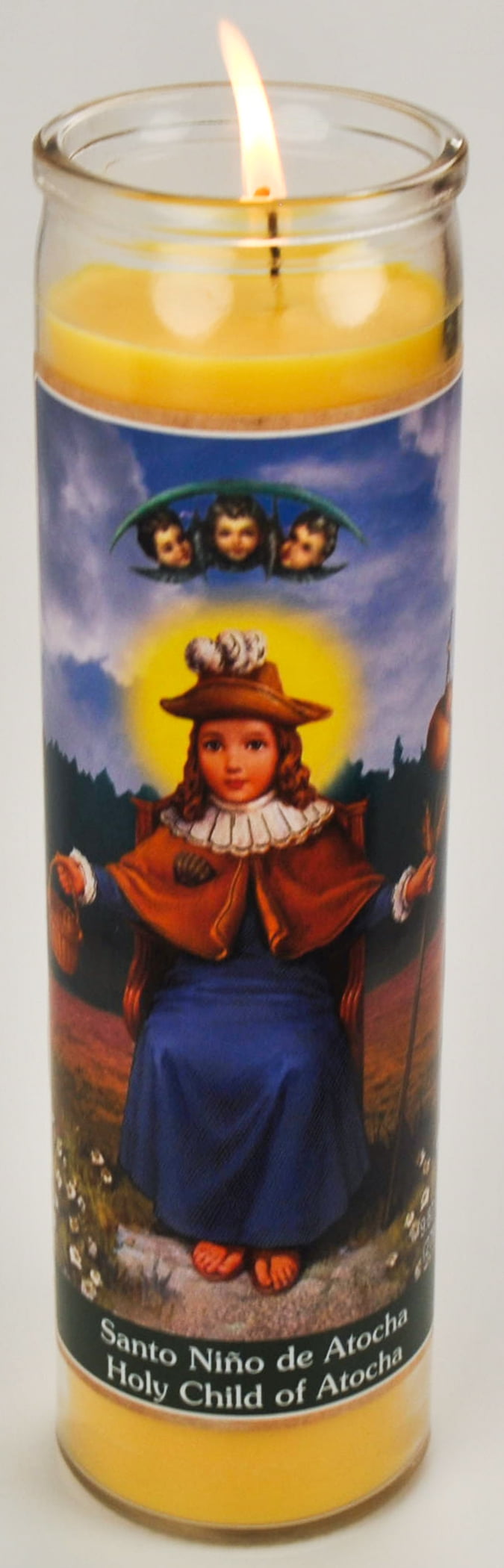 Prayer Candle Atocha Child Yellow Wax, 8 Inch