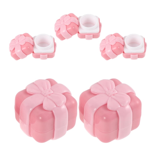 unbranded 5Ud Envases Reutilizables Para Labial En Plástico Rosa Con Tapa Y Decorativo