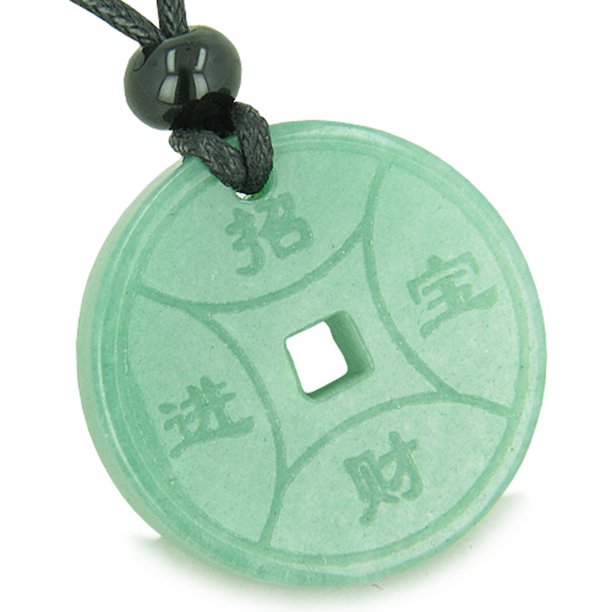 BestAmulets Amulet Lucky Coin Medallion Green Quartz Good Luck Powers