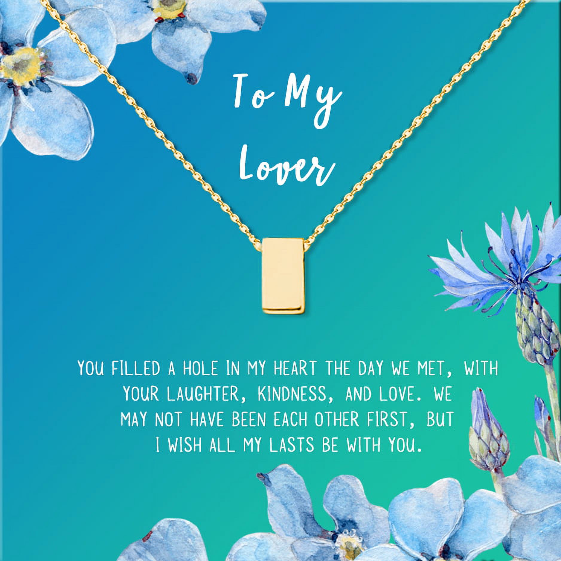Anavia To My Lover Necklace Gift, Lover Birthday Gift, Mother's Day Gift, Proposal Gift, Card Gift for Girlfriend-[Gold Cube, Bright Blue Gift Card]
