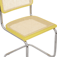 thumbnail image 3 of Breuer Chair Company Marcel Breuer B32/S32 Cesca Cane Cantilever Side Chair w/ Chrome Frame & RAL 1012 Lemon Yellow Wood (Made in Italy) by Furnish Theory, 3 of 12