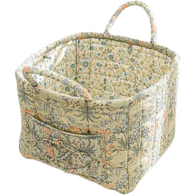 Large Capacity Fabric Storage Baskets Laundry Baskets with Easy Carry Handles Laundry Hampers (White, L)