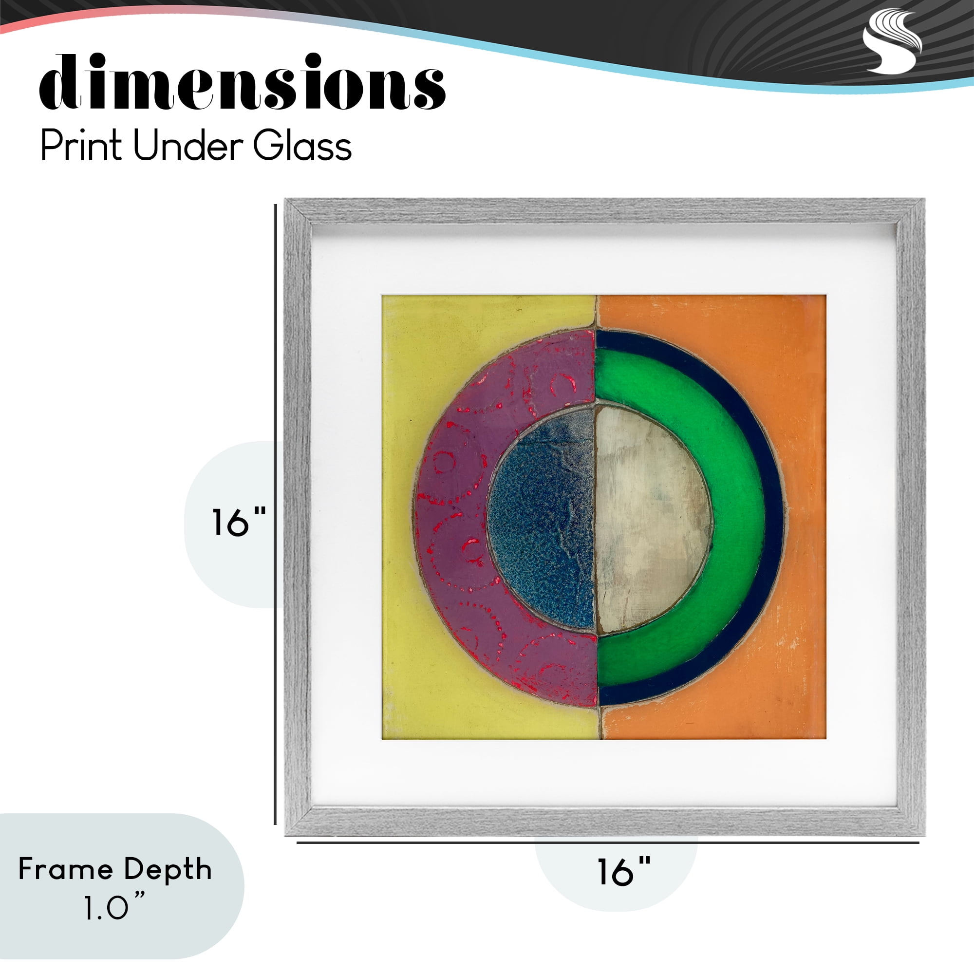 Stupell Industries Muted Round Color Black Gray Framed Print Under Glass, design by Matthew Finger