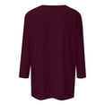 thumbnail image 3 of DuoJiaJ Women's 3/4 Sleeve Shirts Square Neck Color Block Summer Tops Dressy Casual Ladies Blouses Tops Cropped Tops for Women Red S, 3 of 4