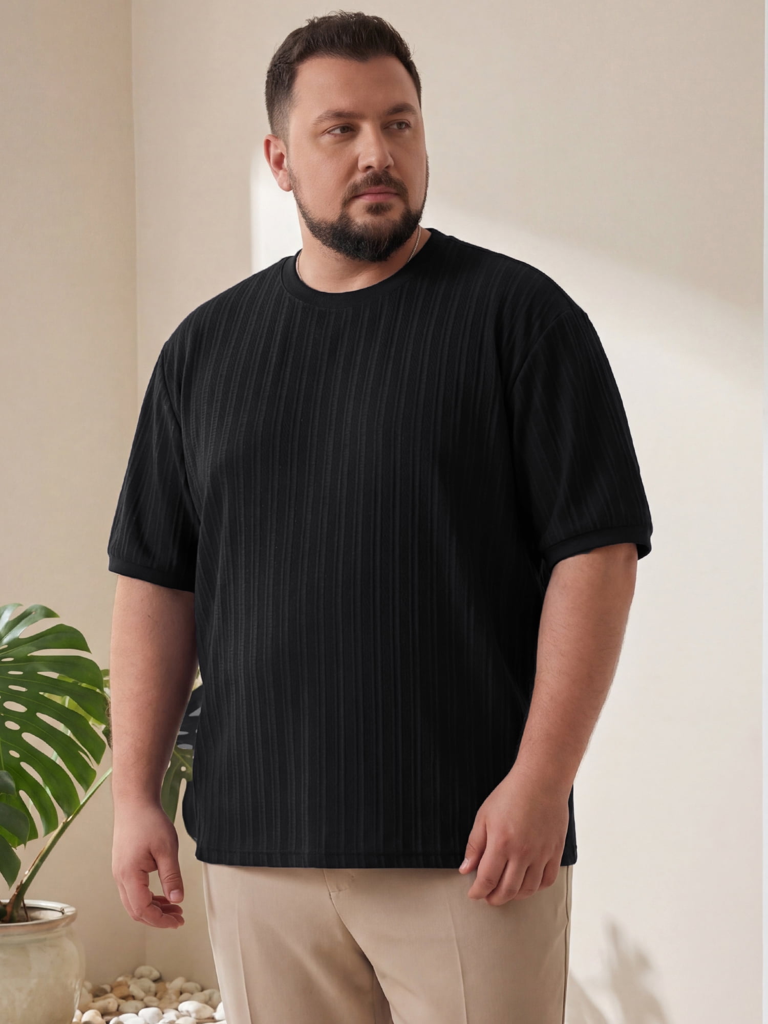DARING DIVA Men's Big Tall Mesh Breathable Crew Neck Short Sleeve T-Shirts 2XL Black