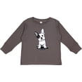 thumbnail image 3 of Inktastic B/w Frenchie (darks) Boys or Girls Long Sleeve Toddler T-Shirt, 3 of 5