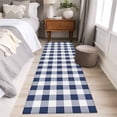 thumbnail image 5 of 2x6 Washable Runner Rug, Vintage Navy Non-Slip Hallway Runner for Entryway Kitchen Bedroom, Blue Buffalo Checked Plaid Indoor Carpet Runner Floor Mat, 5 of 9