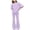 Purple, variant on mgoYE Girls 2 Piece Outfits Bow Graphic Tops Sweatsuits Sets Short Sleeve Sweatshirt with Bell Bottom Sweatpants Set 7-12 Years Size 9-10 Years