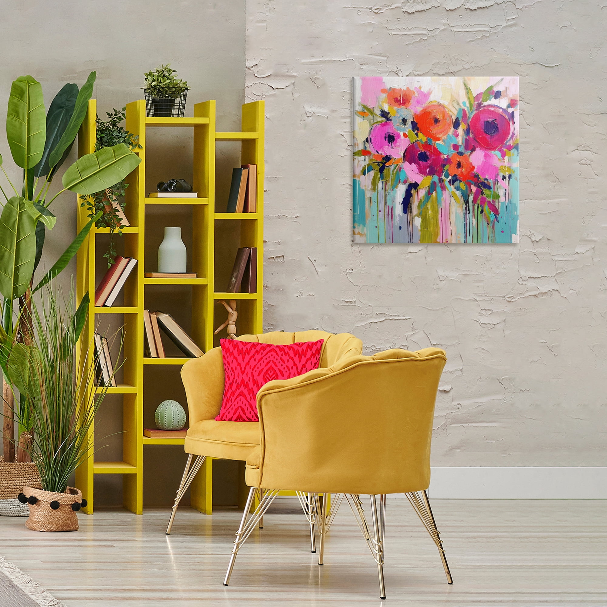 Stupell Industries Bold Drip Roses Plants & Flowers Painting Wrapped Canvas Art Print Wall Art, 24 x 24