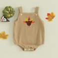 thumbnail image 2 of Okbabeha My First Thanksgiving Baby Outfit Boy Girl Newborn Turkey Onesie Sleeveless Corduroy Overall Romper Fall Clothes, 2 of 7