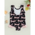thumbnail image 4 of Arvbitana Toddler Baby Girls One Pieces Swimsuits Sleeveless Letter / Cow Print Ruffle Romper Swimwear Summer Sweet Bathing Suit for Beach Vacation 18M-6T, 4 of 9
