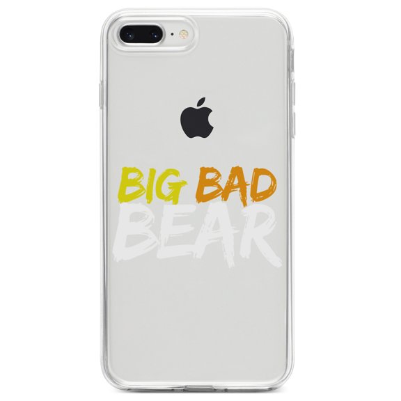 DistinctInk Clear Shockproof Hybrid Case for iPhone 7 PLUS / 8 PLUS (5.5" Screen) TPU Bumper Acrylic Back Tempered Glass Screen Protector - Big Bad Bear