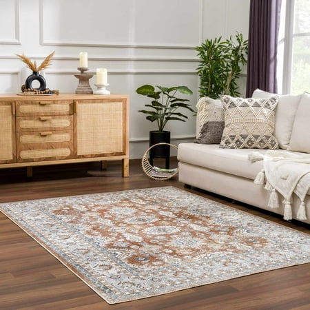 Hauteloom Manhattan Machine Washable Area Rug for Living Room, Bohemian, Vintage Distressed - Oriental Traditional Carpet - Pet Friendly - Orange, Blue, Green, Beige - 2'3" x 3'9"