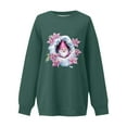 thumbnail image 4 of Christmas Sweatshirts for Women Thin Fleece Crew Neck Print Loose Long Sleeve Sweatshirt Tunic Tops, 4 of 5