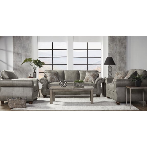 Modern Minimalist Faux Leather Loveseat 180cm with Nailhead Trim and Solid Wood Frame