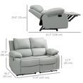 thumbnail image 3 of HOMCOM Double Seat Recliner PU Leather Reclining Sofa with Arms, Light Grey, 3 of 10