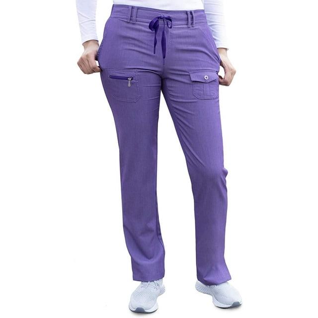 Adar Pro Heather Scrubs for Women - Slim Fit Tapered Scrub Pants - P4100H - Heather Grape - M