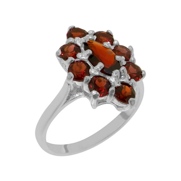 LBG British Made 10k White Gold Natural Garnet Womens Statement Ring - 33 size options - Size 10