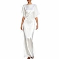 thumbnail image 2 of Karymi Maxi Dress Satin Maxi Dress, Crew Neck Batwing Half Sleeve Loose Draped Flowy Floor Length Elegant Evening Formal Gown Dresses for Women, 2 of 5