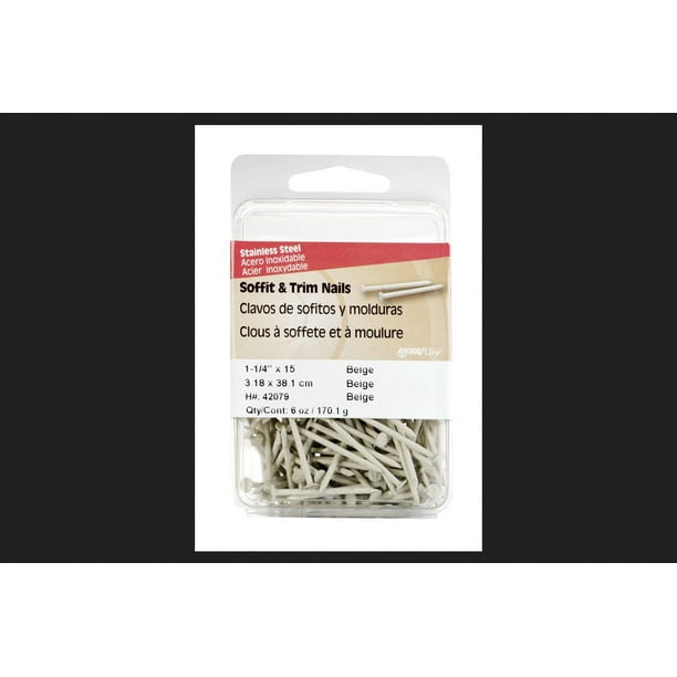 Uñas Soffit Trim Hillman de acero inoxidable, 3 cm, color beige