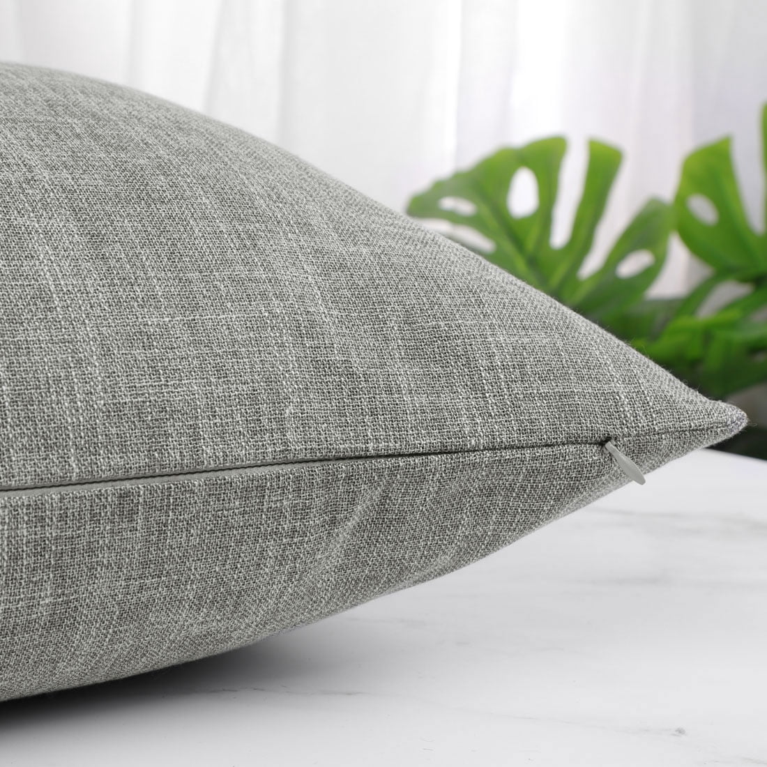 Unique Bargains 2 Pack Cotton Linen Throw Pillow Covers 18" x 18" Gray