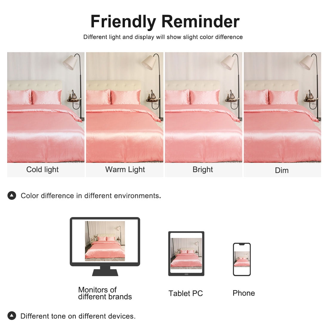 Unique Bargains Satin Duvet Cover Set of 3 with 2 Pillowcase King Pink